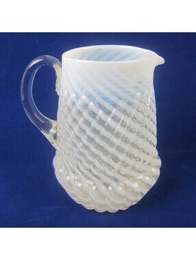 Antique Northwood Chrysanthemum Swirl Opalescent Art Glass Creamer Pitcher RARE